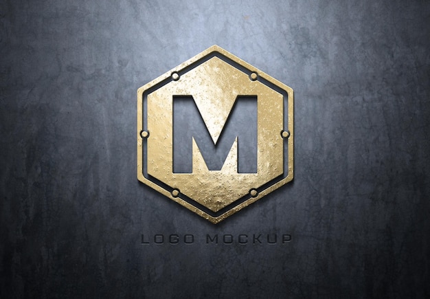 Logotipo de ouro texturizado em superfície de concreto Mockup