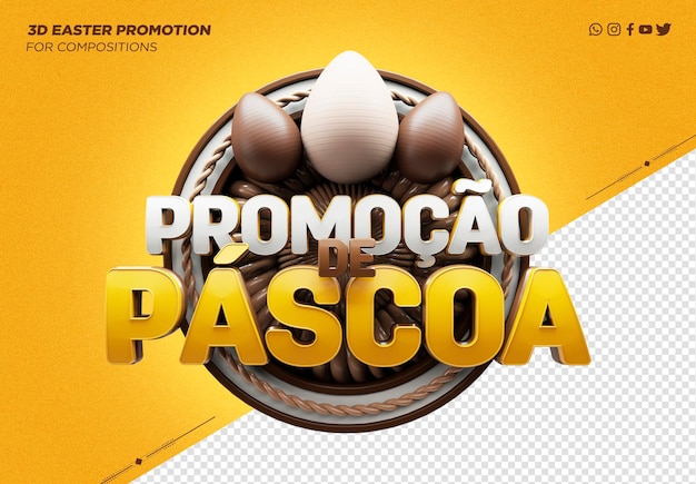 Logotipo de páscoa 3d para campanhas publicitárias no brasil feliz pascoa no brasil