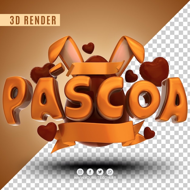 logotipo de páscoa 3d para empresas psd premium