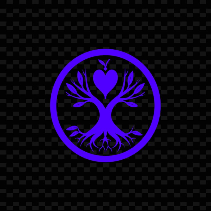 PSD logotipo de raiz de ginseng com círculo decorativo e coração em coleções de design vetorial de ervas naturais