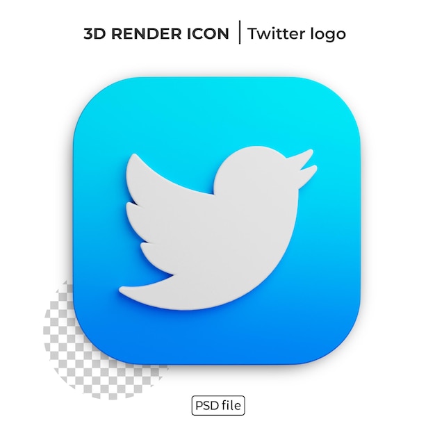Logotipo de renderização 3d do twitter