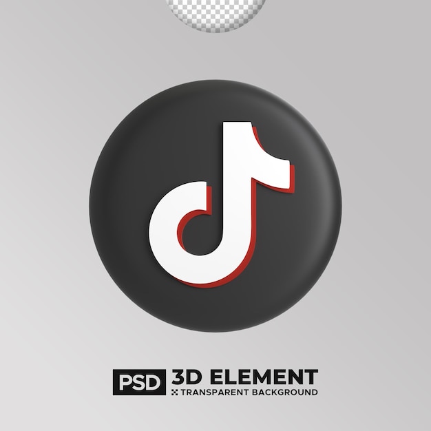 PSD logotipo de renderização 3d isolado do tiktok ícone de aplicativo de mídia social com fundo transparente flutuando
