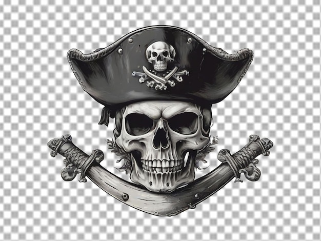 PSD logotipo de rosto de pirata em fundo transparente