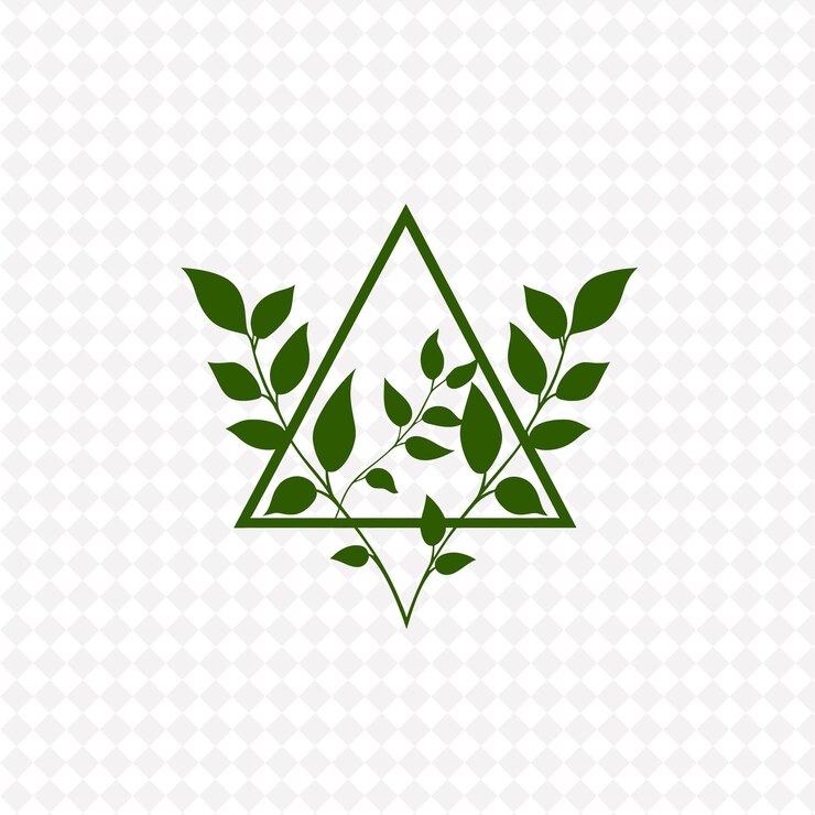 PSD logotipo de triângulo de hera minimalista com ângulos decorativos e projetos vetoriais de plantas criativas de geom