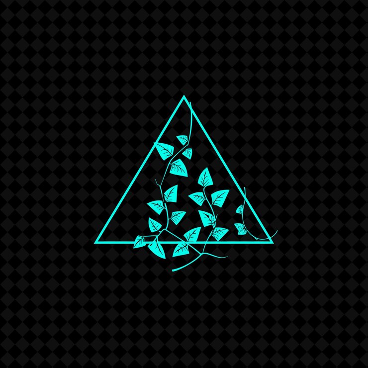 PSD logotipo de triângulo de hera minimalista com ângulos decorativos e projetos vetoriais de plantas criativas de geom