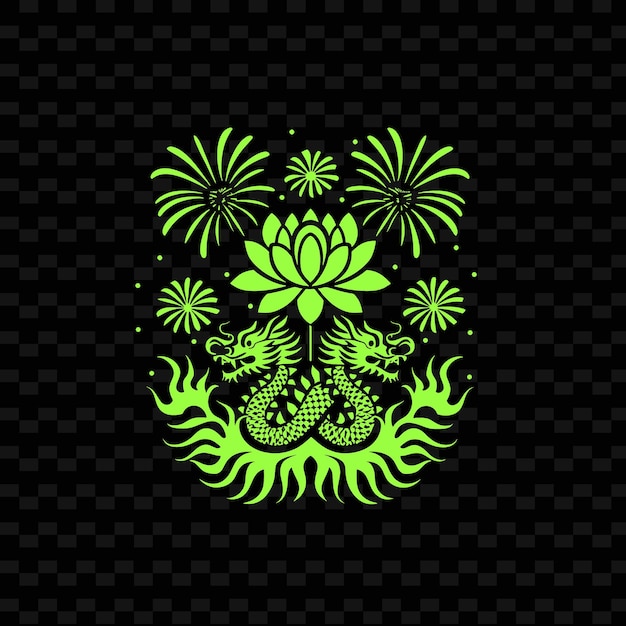 PSD logotipo de zinnia brincalhão com dragão decorativo design vetorial criativo da coleção natureza
