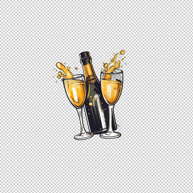 PSD logotipo de dibujos animados champagne fondo aislado iso