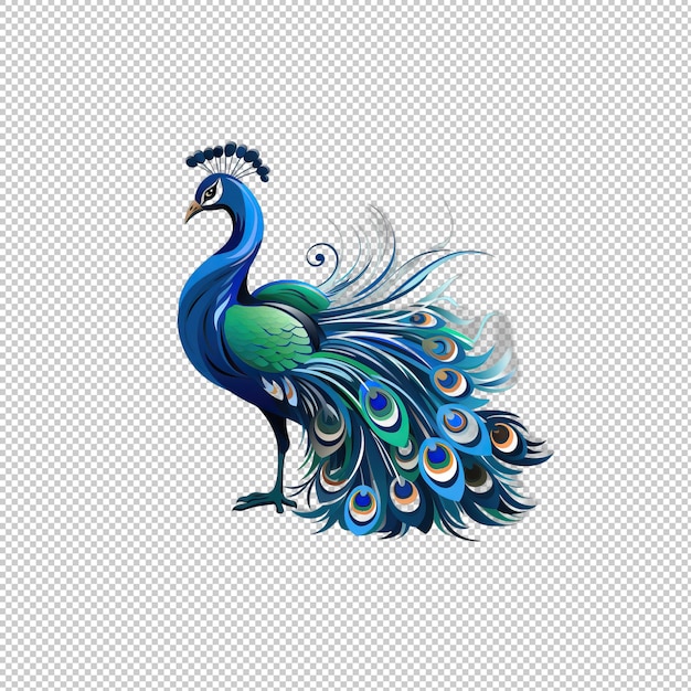 PSD logotipo de dibujos animados pavo real aislado en el fondo