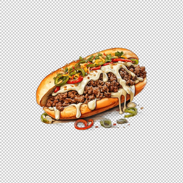 PSD el logotipo de dibujos animados philly cheesesteak aislado