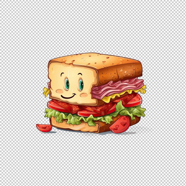 PSD el logotipo de dibujos animados reuben sandwich con fondo aislado