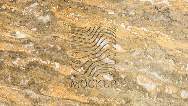PSD el logotipo en el diseño de maqueta de pared de mármol