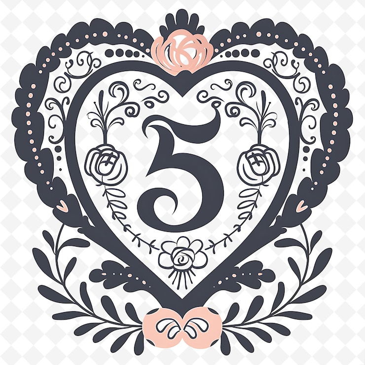 PSD logotipo do 5o aniversário com um design romântico com uma coleção de design abstrato de vetor de estilo