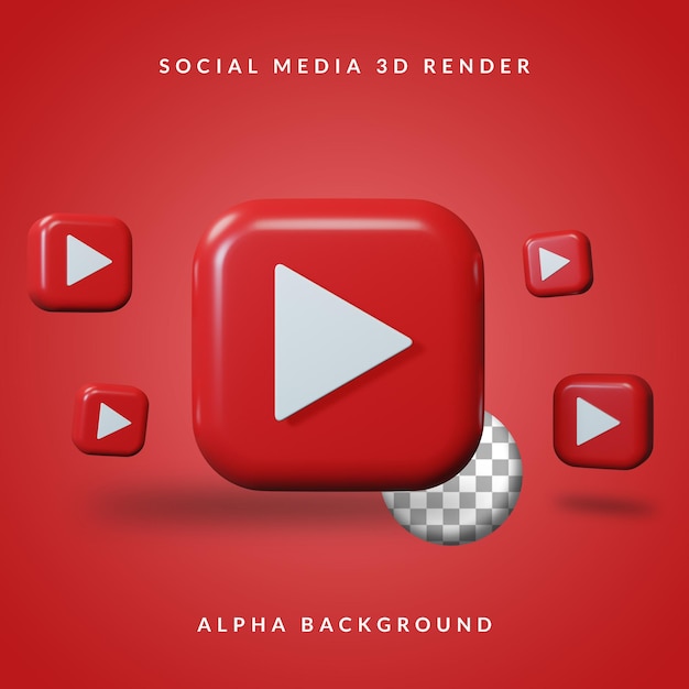 Logotipo do aplicativo youtube 3d com fundo alfa
