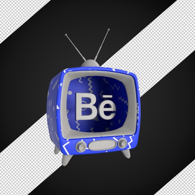 PSD logotipo do behance da tv com padrão de renderização 3d