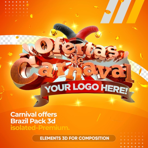 PSD logotipo do carnaval brasileiro isolado em renderização 3d