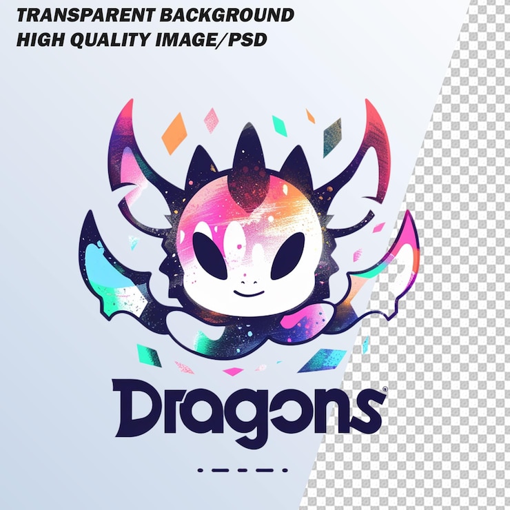 PSD logotipo do dragão em fundo transparente
