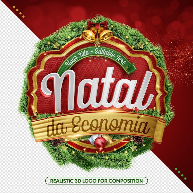 PSD logotipo do economy 3d christmas para decoração de natal no brasil