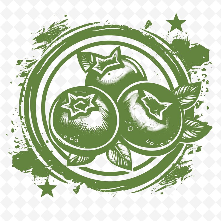 PSD logotipo do emblema do mirtilo gordo com estrelas e listras decorativas designs vetoriais criativos e minimalistas