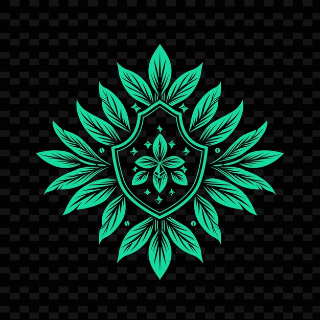 PSD logotipo do emblema do ramo de visco com escudo decorativo e coleções de design vetorial de ervas da natureza diamon