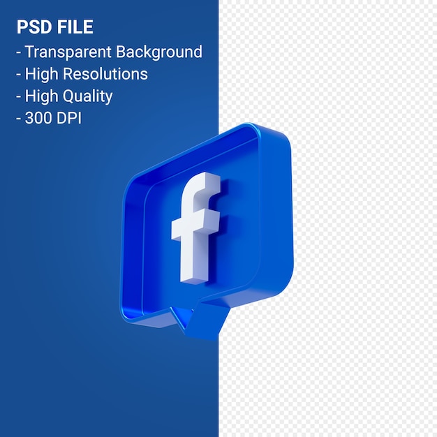 Logotipo do facebook na renderização 3d de notificação isolada