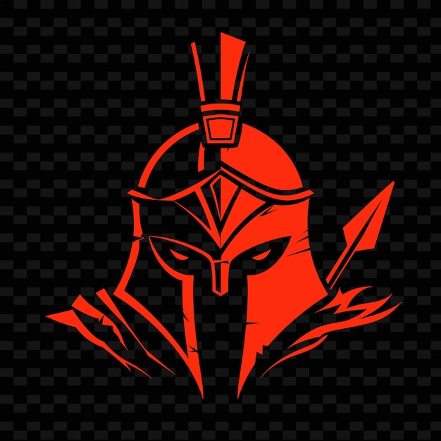 PSD logotipo do guerreiro espartano com omega e lança para decorar projetos vetoriais tribais criativos
