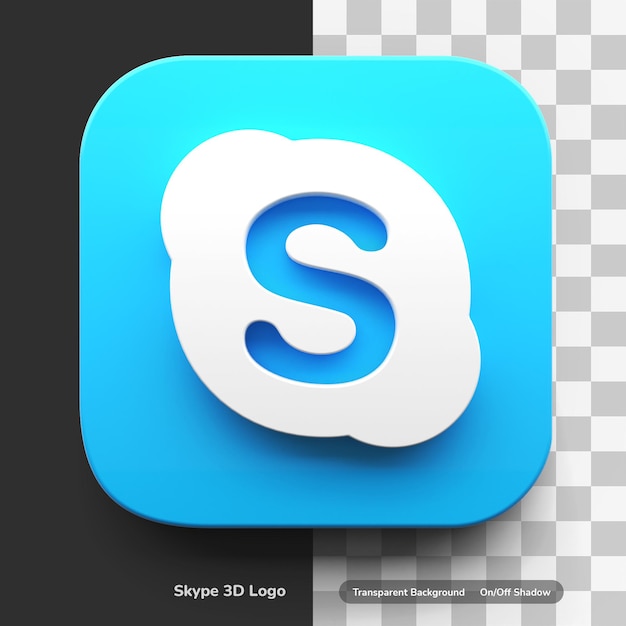 Logotipo do ícone de estilo 3d de apps skype no canto arredondado ativo de design quadrado