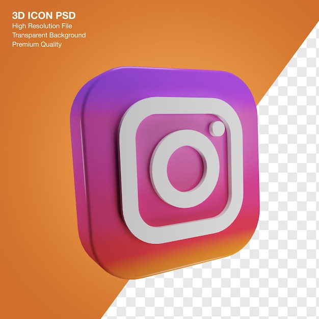 PSD logotipo do instagram de mídia social psd no ícone quadrado 3d