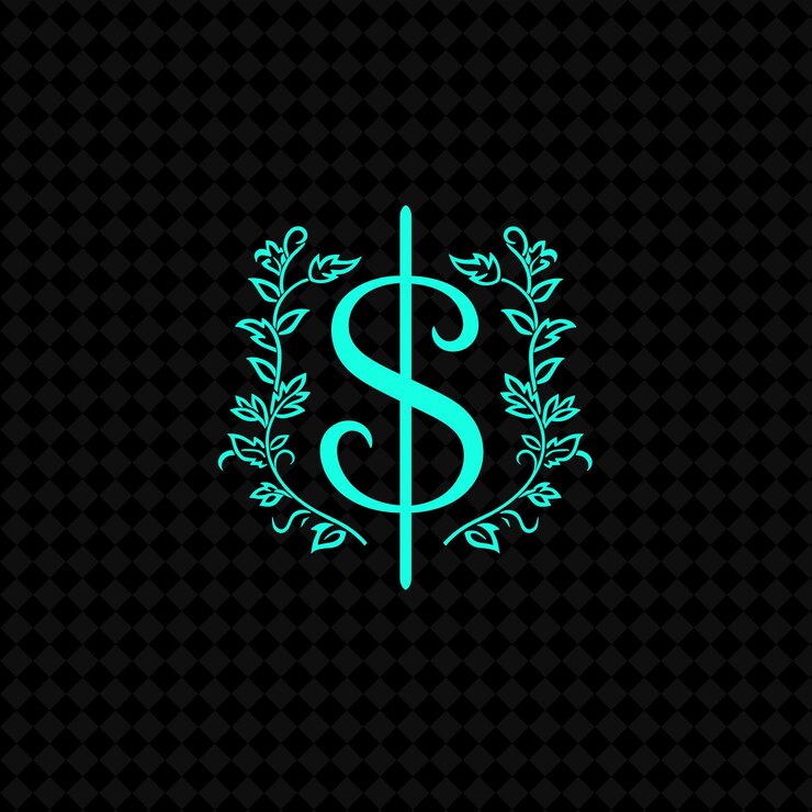 PSD logotipo do ivy dollar financeiro com linhas decorativas e projetos vetoriais de plantas criativas