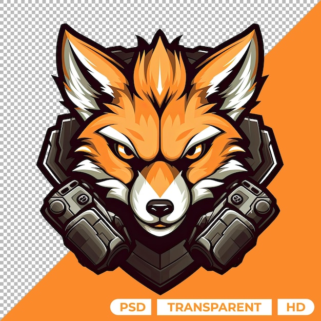 PSD logotipo do mascote da raposa isolado em fundo transparente esports png