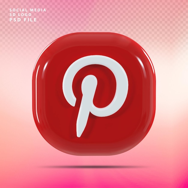 Logotipo do Pinterest 3D render luxo