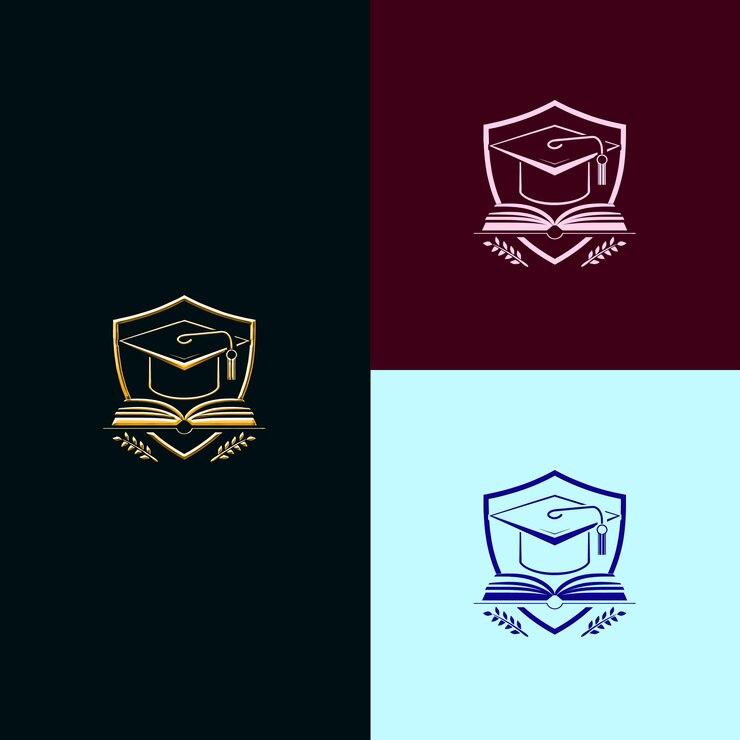 PSD logotipo do prêmio de educação com cap de graduação e livro para designs vectoris criativos e únicos