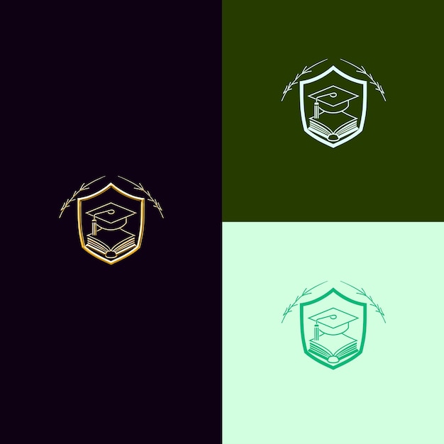 PSD logotipo do prêmio de educação com cap de graduação e livro para designs vectoris criativos e únicos