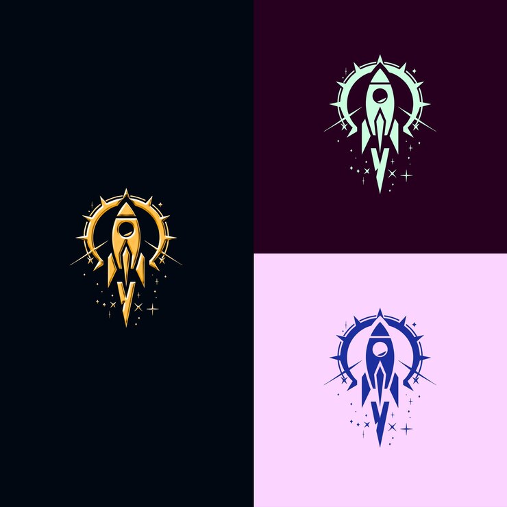 PSD logotipo do prêmio do espírito empresarial com um foguete e uma estrela f designs vetoriais criativos e únicos
