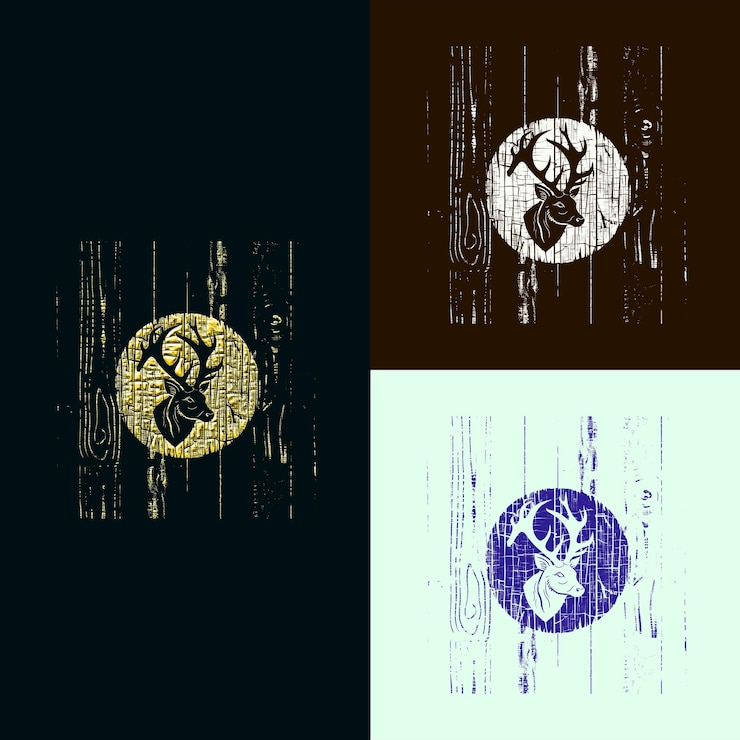 PSD logotipo do rustic wildlife conservation award com um cervo e madeira designs vetoriais criativos e únicos