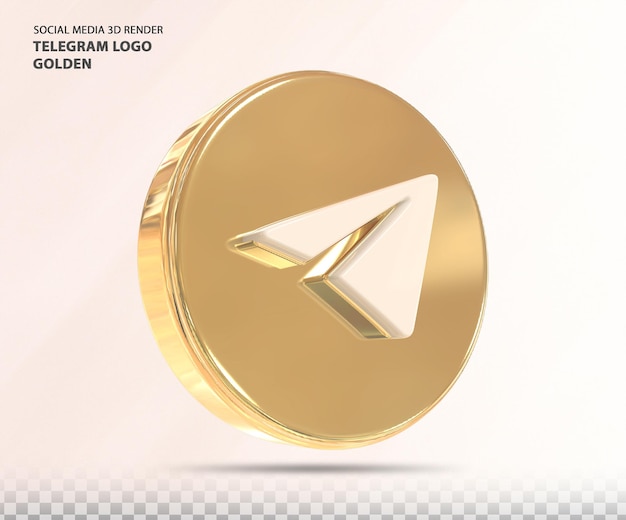 Logotipo do telegram em ouro 3d render