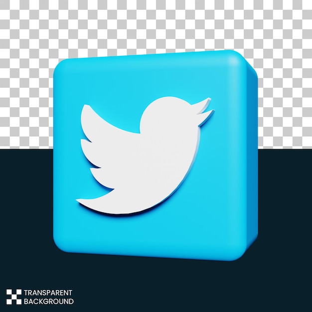 Logotipo do twitter em uma renderização 3d realista