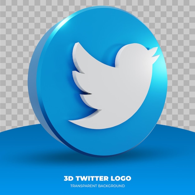 Logotipo do Twitter isolado em renderização 3D