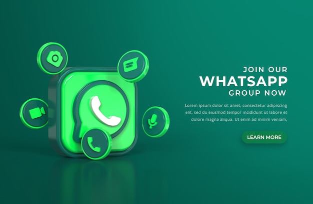 Logotipo do whatsapp 3d com ícones de bate-papo