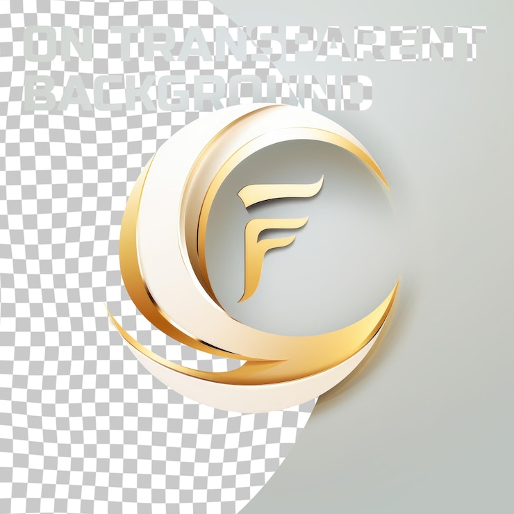 PSD un logotipo dorado con la letra f en él