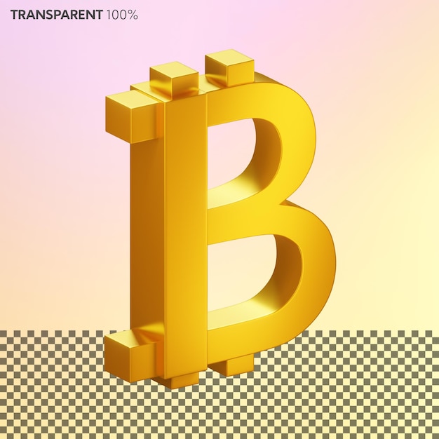 Logotipo dourado do bitcoin 3d