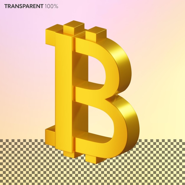 Logotipo dourado do bitcoin 3d