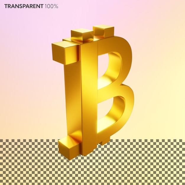 Logotipo dourado do bitcoin 3d