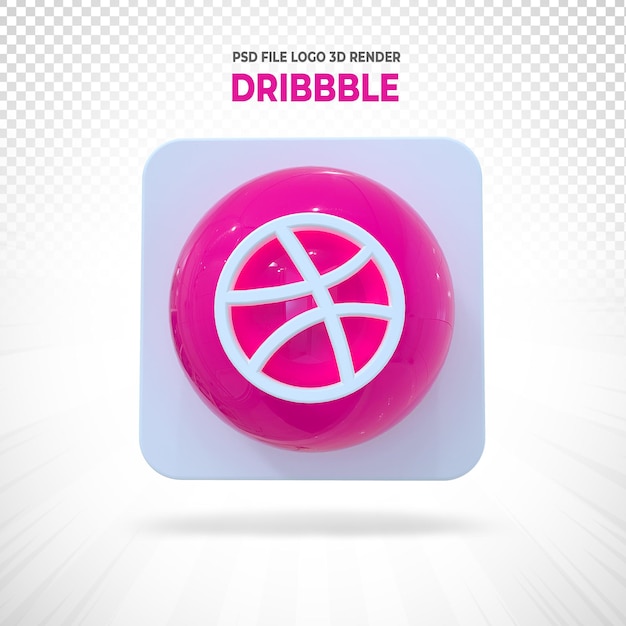 Logotipo de dribbble sosial media 3d