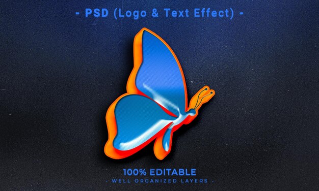 PSD logotipo editable en 3d y maqueta de estilo de efecto de texto con fondo abstracto oscuro