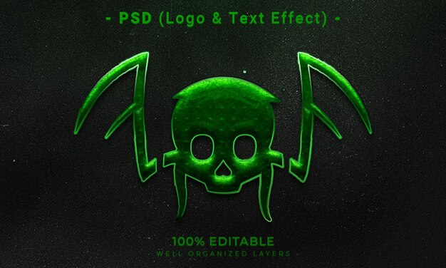 PSD logotipo editable en 3d y maqueta de estilo de efecto de texto con fondo abstracto oscuro