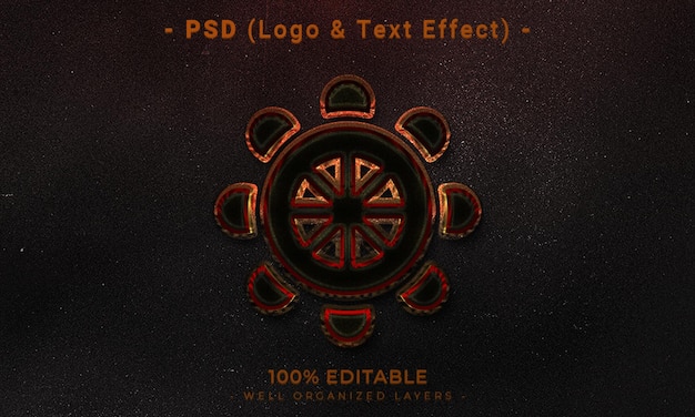 Logotipo editable en 3d y maqueta de estilo de efecto de texto con fondo abstracto oscuro