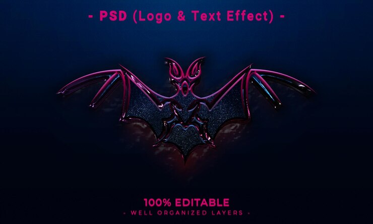 PSD logotipo editable en 3d y maqueta de estilo de efecto de texto con fondo abstracto oscuro