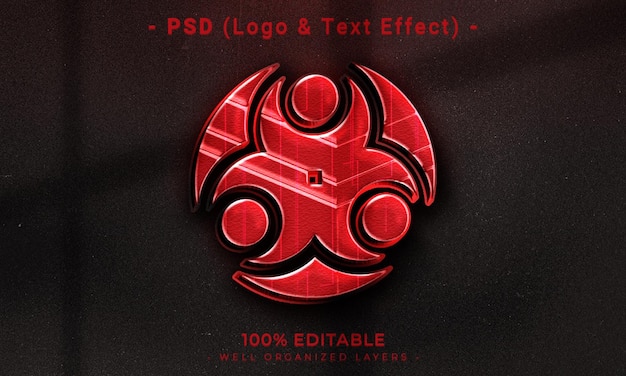 PSD logotipo editable en 3d y maqueta de estilo de efecto de texto con fondo abstracto oscuro