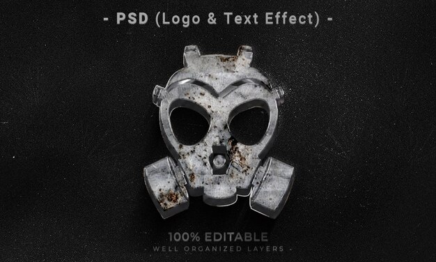 Logotipo editable en 3d y maqueta de estilo de efecto de texto con fondo abstracto oscuro