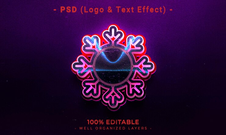 PSD logotipo editable en 3d y maqueta de estilo de efecto de texto con fondo abstracto oscuro